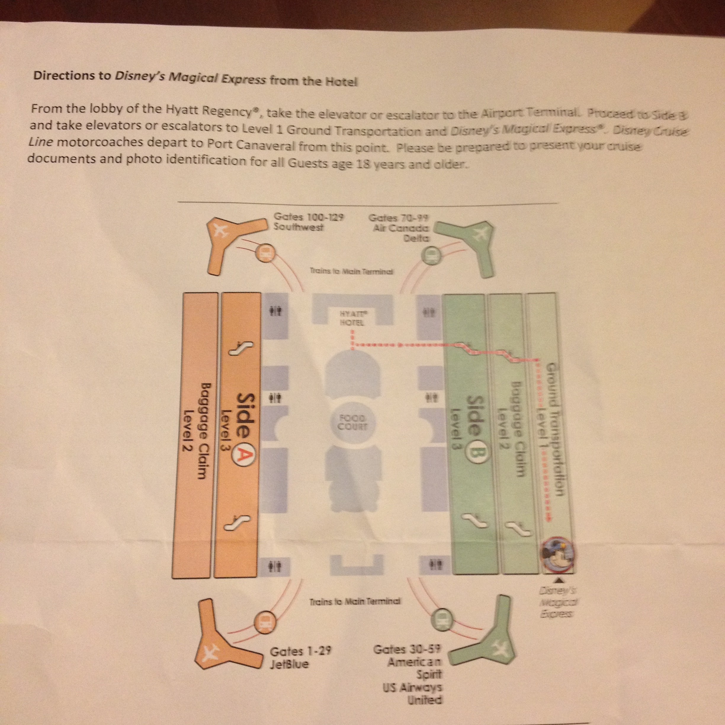 Hyatt MCO Disney Cruise transfer instructions