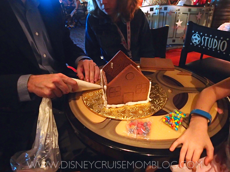 Gingerbread house making on a Disney cruise