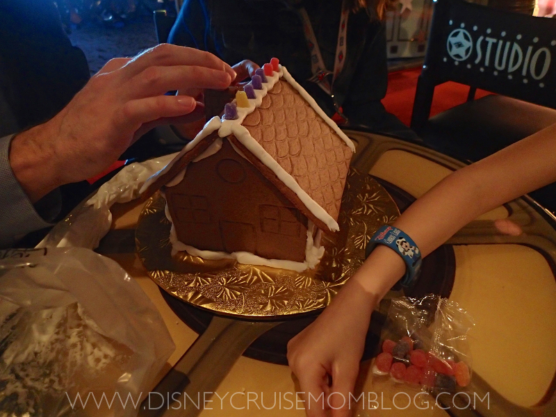 Gingerbread house making on a Disney cruise