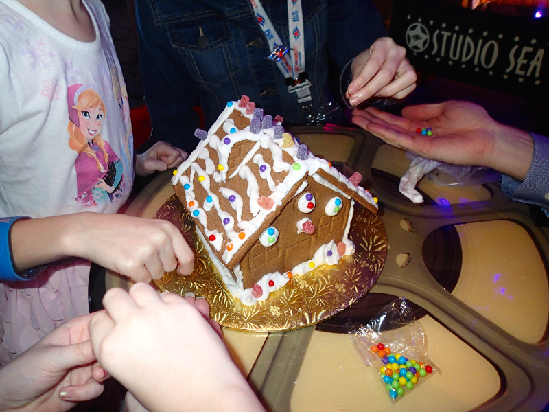 Gingerbread house making on a Disney cruise
