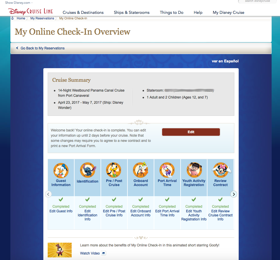 Disney cruise online check-in