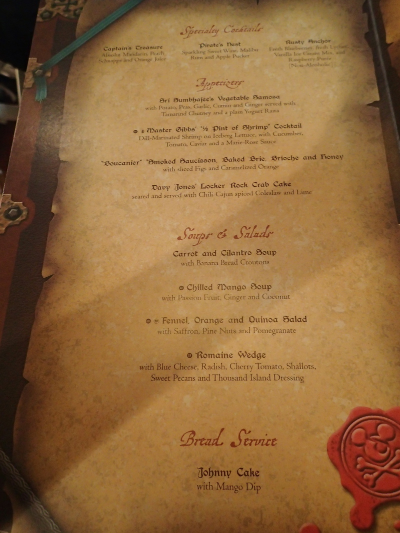 Disney cruise pirate night menu