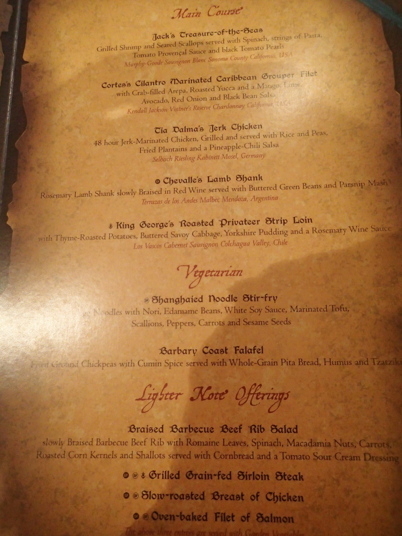 Disney cruise pirate night menu