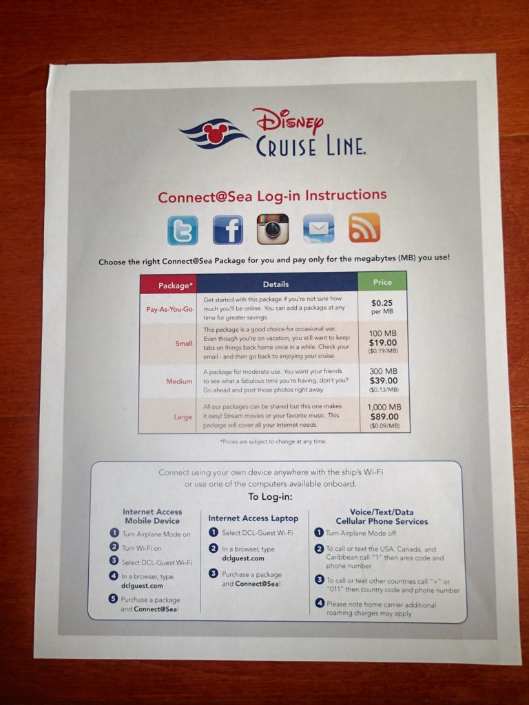 Disney cruise internet instructions