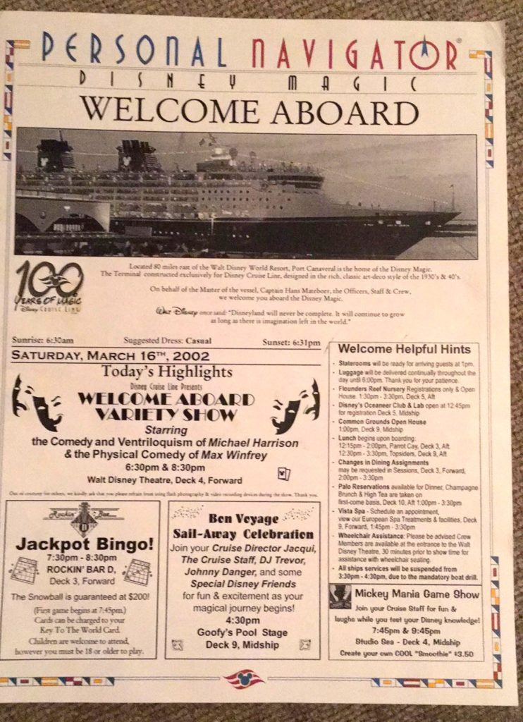 Disney Cruise Magic Navigators 2002
