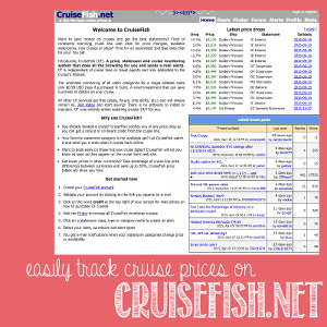 How to use the website cruisefish.net to check cabin availability and price changes for cruises.