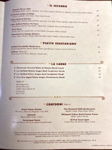 Disney Dream Palo Dinner menu